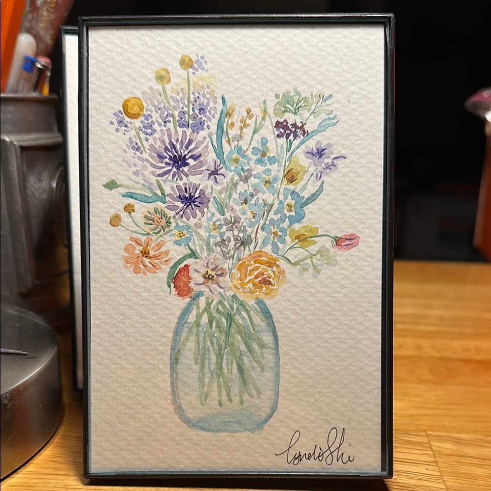 ❤️ 3 for $15 ❤️ Floral Watercolor painting summer flowers in a vase